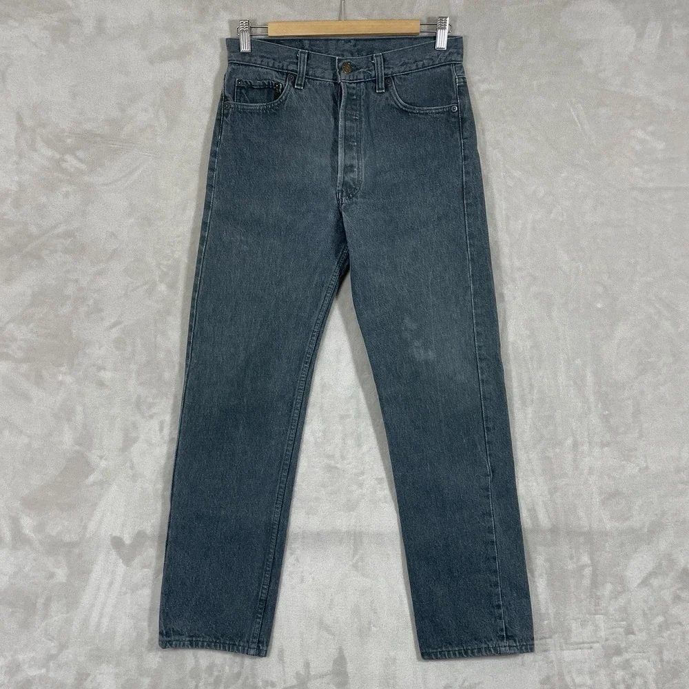 Vintage Levis 501 Jeans Mens 30x30 (fit 29x29) Black Gray Made in USA 90s Button